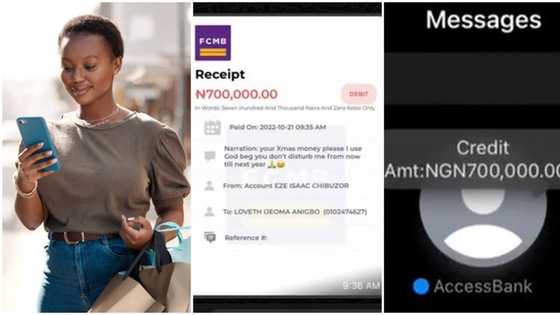 "Una don start": Lady shares screenshots of N700k she received as early Christmas gift, video causes rrenzy
