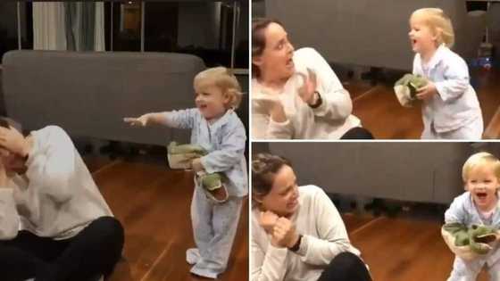 Funny moment kid tries to scare mother with his hand, short video stirs lovely reactions