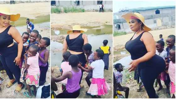 “This isn’t right at all”: Fans berate actress Laide Bakare for letting kids play with her backside in video