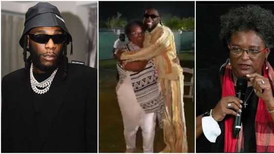 Fans hail Burna Boy as he hangs out with prime minister of Barbados Mia Mottley