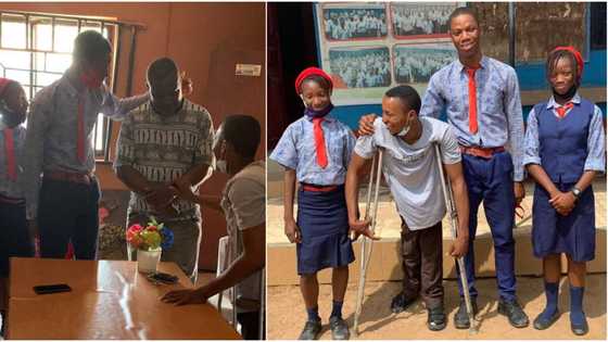 Heart of gold: Physically challenged Nigerian man pays school fees of 3 siblings whose mum is battling cancer