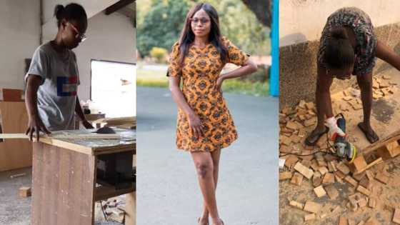 Female carpenter shows off work, speaks about how clients sometimes underrate her skills