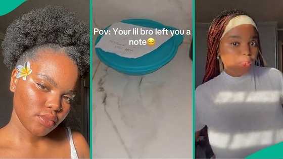 Lady cries out after reading letter that younger brother who's still in school wrote to her