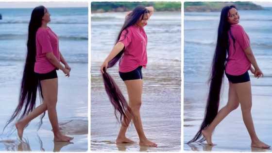 "I saw an angel": Tall lady with extremely long hair walks around beach, video goes viral on TikTok
