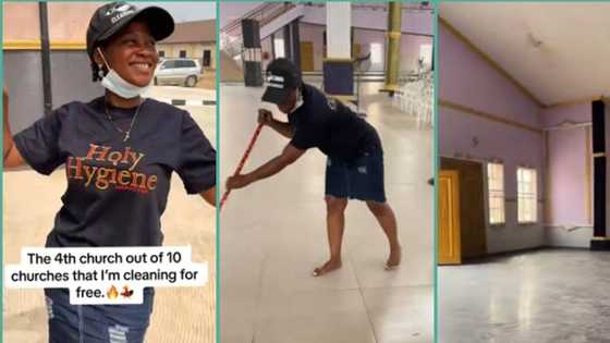 "I am doing it for free": Nigerian lady begins visiting 10 different churches to clean auditorium