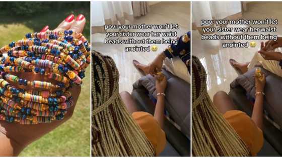 "My mama say na ogbanje o": Nigerian woman collects daughter's waist bead, anoints it, video causes stir