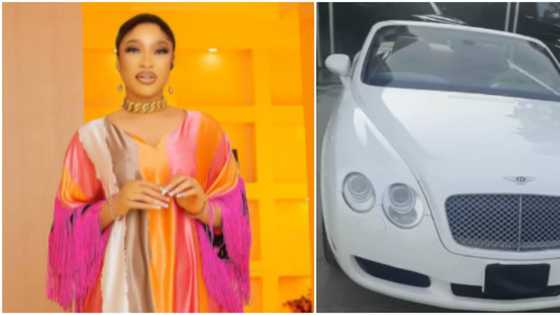 This is loud: Fans react as Tonto Dikeh reportedly acquires brand new white convertible Bentley ride