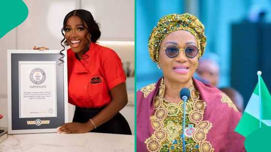 First Lady of Nigeria reacts as Hilda Baci breaks another world record, sends message
