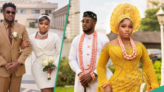 "Some tailors go hear am": Veekee James and husband glow in Yoruba traditional attires, excite fans