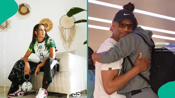 Ashleigh Plumptre: Super Falcons star in tears after reuniting with her dad, photos