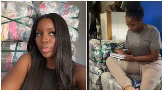 Ghanaian lady leaves Netherlands to sell second-hand clothes in Accra, video of her at work drops