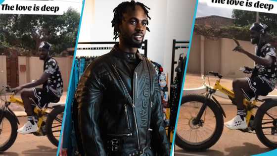 Black Sherif: Ghanaian musician spotted riding bicycle by the roadside, many react to viral clip