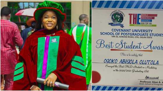 Stunning Nigerian lady bags PhD at age 27, emerges best student, many celebrate her as she shares cute photo