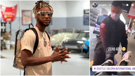 Him still hold camera: Fans react as rapper Yung6ix makes video after being involved in accident in the US