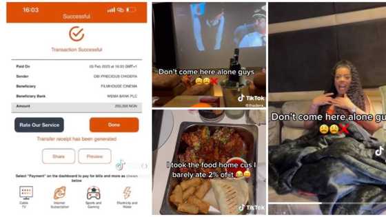 "I paid N250k": Nigerian lady treated like a queen as she rents cinema to see a movie alone, video trends