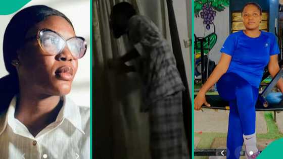 "I was awake all night": Lady posts video of elder brother praying seriously after visiting her in school