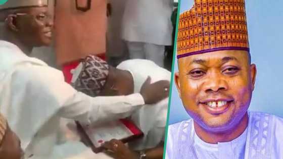 "Godfather politics": Netizens react as Kogi governor-elect, Ododo, kneels for Yahaya Bello