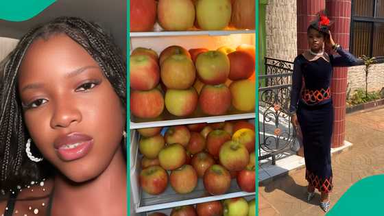 Lady gets over 110 apples from boyfriend as gift, video leaves many netizens in awe