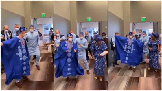 White man and groomsmen dance to Yoruba song at 'wedding ceremony', hilarious video goes viral