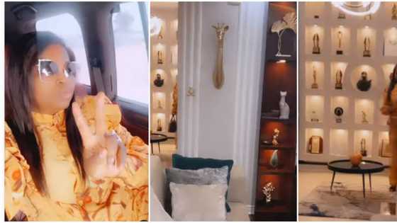 It's gonna be a lovely day: Funke Akindele flaunts impressive award shelf, nice interiors and posh ride