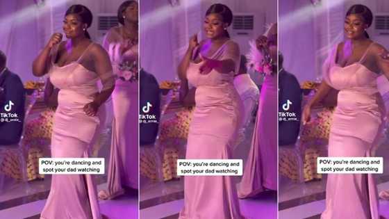 "Her dad caught her": Curvy lady in fitted bridal gown whines and dances at wedding, video captures hearts