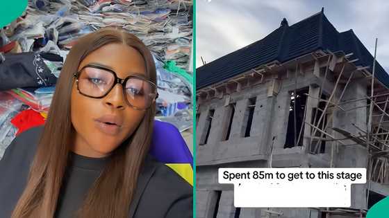 Nigerian lady shows uncompleted storey building she spent N85 million on, sparks reactions