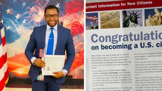 Nigerian man celebrates getting US citizenship after 13 years, shares adorable photo, many react
