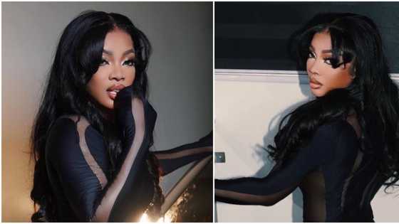 Na like this I go enter heaven: Toke Makinwa savagely replies fan who tried to correct her over her outfit