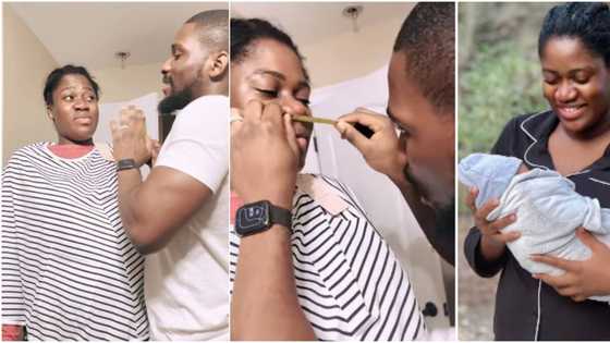 Even without makeup or bone straight, she still fine: Nigerians gush over natural beauty of Tobi Bakre's wife