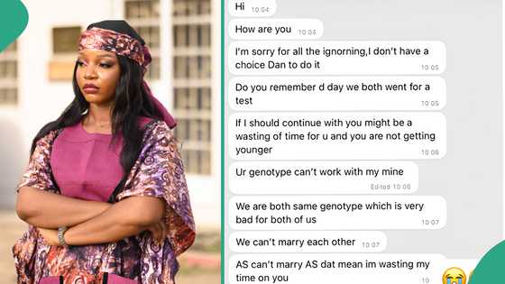 "Please know your partner's genotype": Lady sheds tears, shares messages from boyfriend who left her