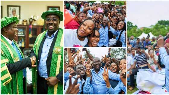 "They turned it to homecoming": UNN Students rush billionaire Obi Cubana as he visits alma mater in Nsuka