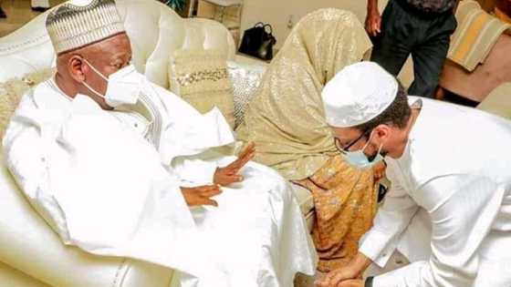 Abiola Ajimobi: Hotunan yadda Ganduje da iyalinsa suka je ta'aziyya wurin sirikansu