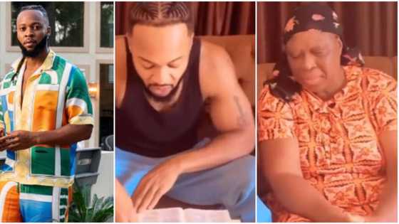 "He'll still enter studio to shout baby shake ukwu": Flavour reads bible with mum, promises to study at home