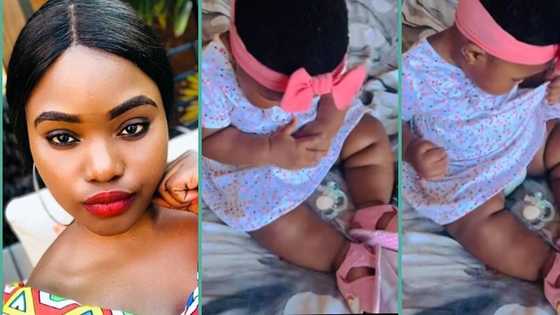 "She's just 8 months old": Baby's reaction after rocking new dress leaves everyone in awe