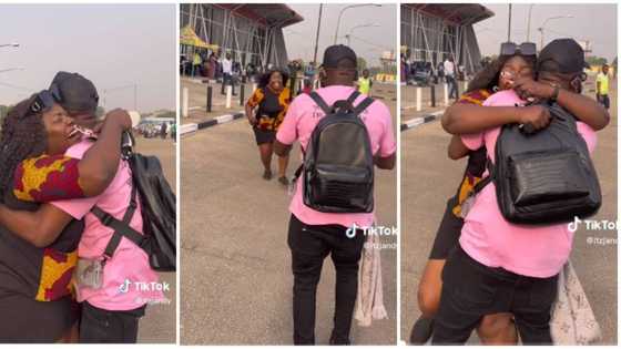 "So emotional": Nigerian lady sheds tears and jumps in video as she reunites with only brother after 3 years