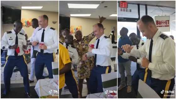 Oyinbo pilot dances to fuji music, raises his cup of drink, vibes with Nigerians at party in video