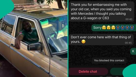 "Don't ever" Man posts embarrassing message he received from lady after visiting her in old Mercedes
