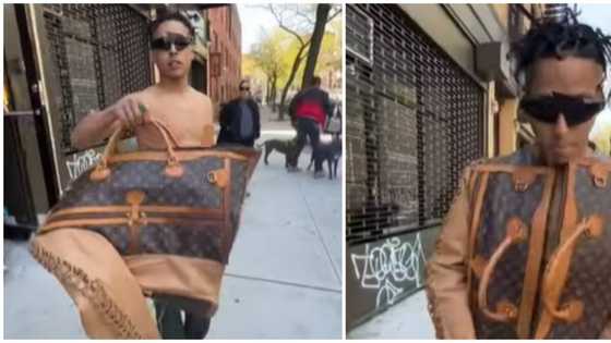 Man displays Louis Vuitton bag which he transformed into a jacket in trending video