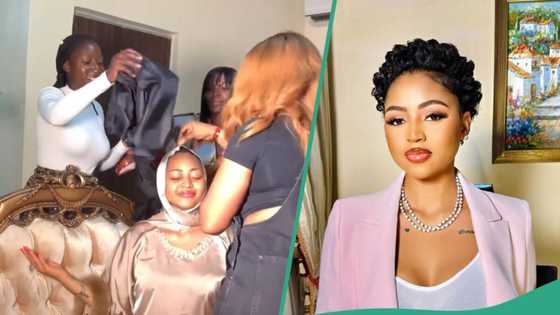 Makeup artist gives Regina Daniels regal entry into her shop, sparks reactions: "Money speaks"