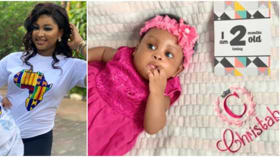 Actress Etinosa shares adorable photos of daughter as she clocks 2 months