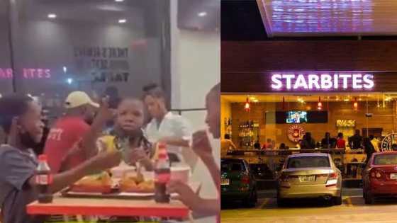 Boys who beg people for money on the street captured in video eating big meat, drinking in restaurant