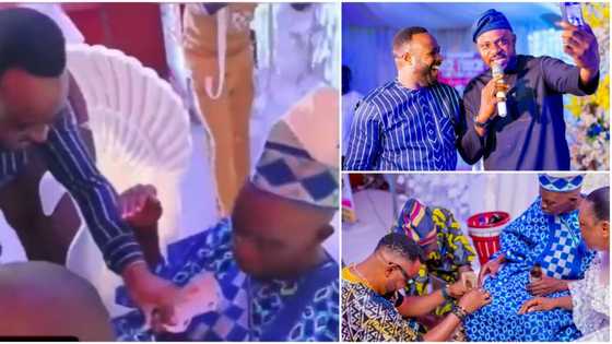 Femi Adebayo, Akin Olaiya, others make money rain at Odunlade’s dad's retirement party in Ogun, video trend