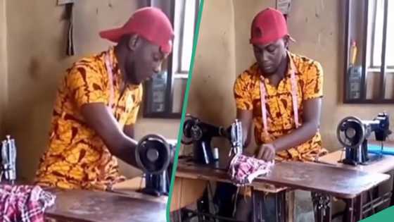 Tailor sews 2 clothes at the same time, gets netizens laughing: "This one na werey"