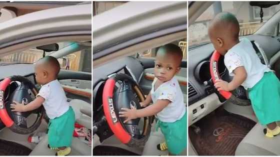 "When your dad is rich": Little boy seen dancing while holding the steering of a parked car, video goes viral