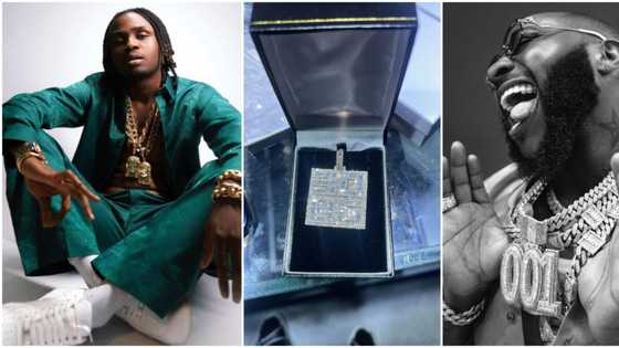 “It’s set in stone”: Davido gifts new signee Logos Olori customised DMW pendant, fans react as he shares photo