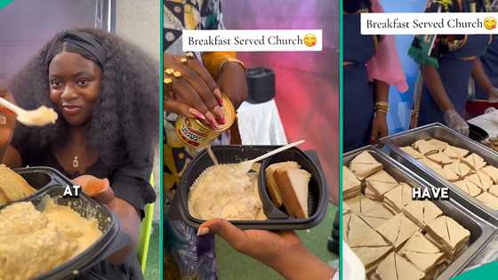 Lady shares how her church served oats and bread for breakfast during service, shares location
