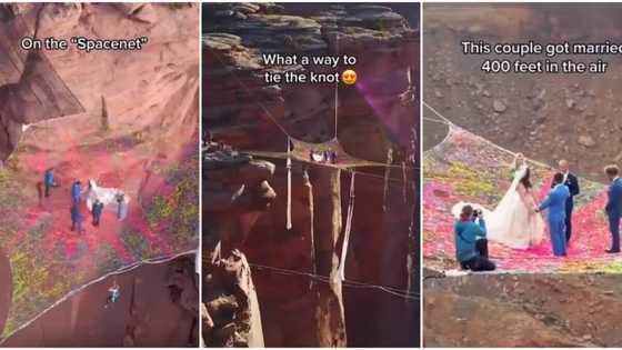 Daring couple tie the knot 400 feet in the air, video from their shocking wedding goes viral and causes a stir