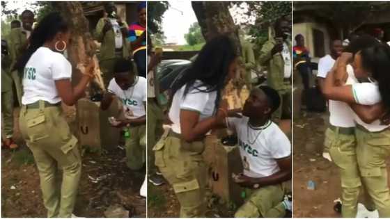 Throwback to when corps member feigned stomach ache and proposed to lover, video still warming hearts online