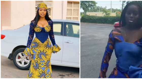 Ankara style gone wrong: Lady shares video of poorly-done dress recreation tailor delivered