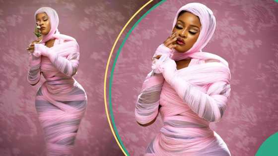 BBNaija's Phyna breaks fashion record with bandage dress, fans drool: "It’s really a wrap"